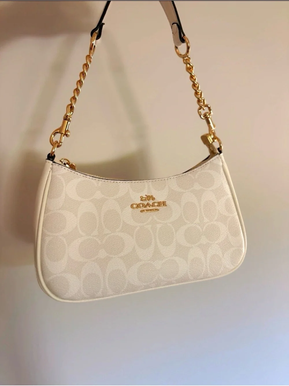 Coach Cream Shoulder Bag with Gold Hardware